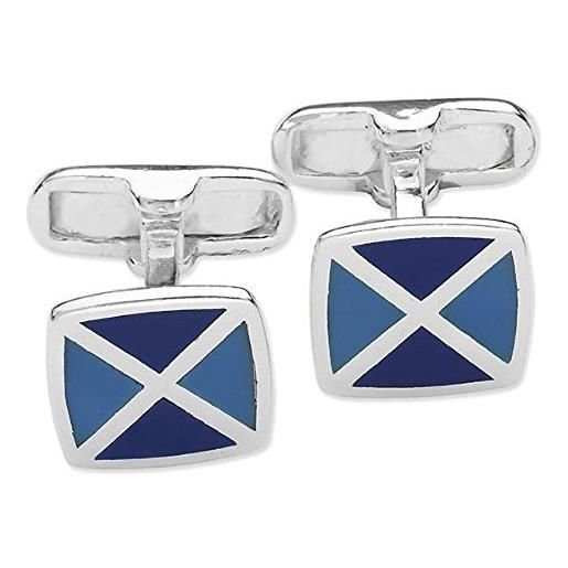 Designer Inspirations Boutique ® gemelli da uomo, quadrati, in due tonalità di blu - blu e blu scuro - in argento sterling 925 - design classico