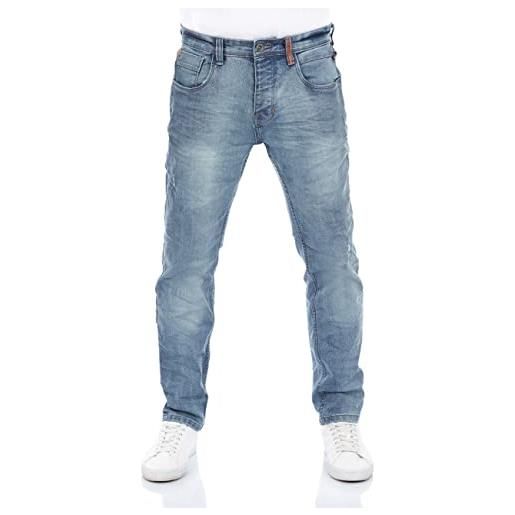 riverso rivcaspar - jeans da uomo, slim fit, look usato, in cotone, denim elasticizzato, nero, blu, grigio, w29 w30 w31 w32 w33 w34 w36 w38, middle blue denim (d257), 33w x 34l