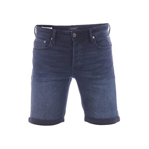 JACK & JONES jjirick - jeans corti da uomo, slim fit, da uomo, basic elasticizzato, in cotone, bermuda estivi, colore nero, blu, s, m, l, xl, xxl, denim blu (ra112), l