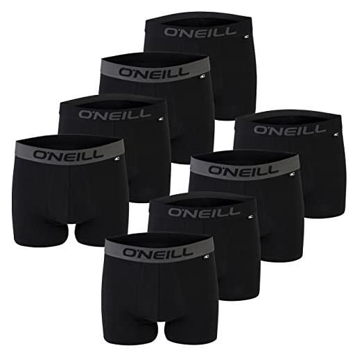 O'neill boxer da uomo, tinta unita, sportivi, s, m, l, xl, xxl, 95% cotone, confezione da 6, nero (696969p). , xl