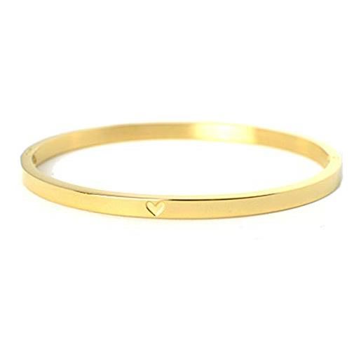 Selfmade Jewelry braccialetto d'oro con cuore in acciaio inossidabile per la donna, incisione inclusa scatola di gioielli (oro)
