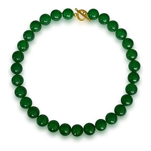 Vifaleno gemma gioielli collana, giada, giada malasya, natural, verde, cerchio, 14mm
