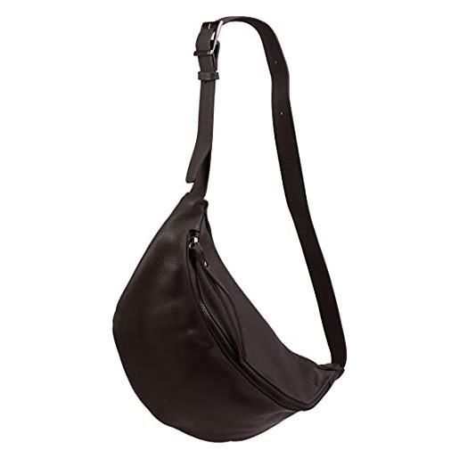 SH Leder fania g697 - borsa da donna in vera pelle a tracolla, unisex, per festival, viaggi, taglia media, 37 x 21 cm, marrone scuro. , grande