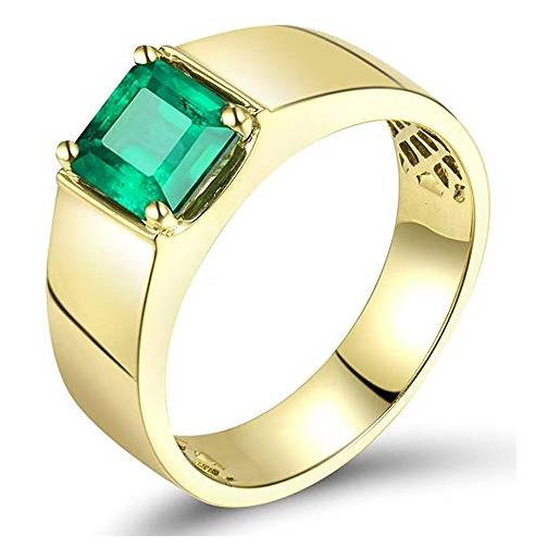 Lanmi - anello da uomo in oro 14 kt con smeraldo naturale e oro giallo, 22, cod. Adfh56635