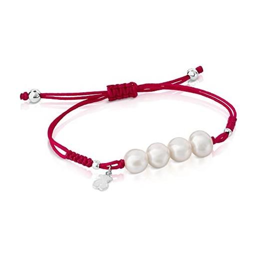 TOUS - braccialetto da donna con perle d'acqua dolce coltivate in stile cinese, misura unica, nylon, perla