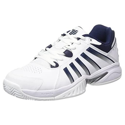 K-Swiss receiver v, scarpe da tennis uomo, white/peacoat/silver, 44 eu stretta