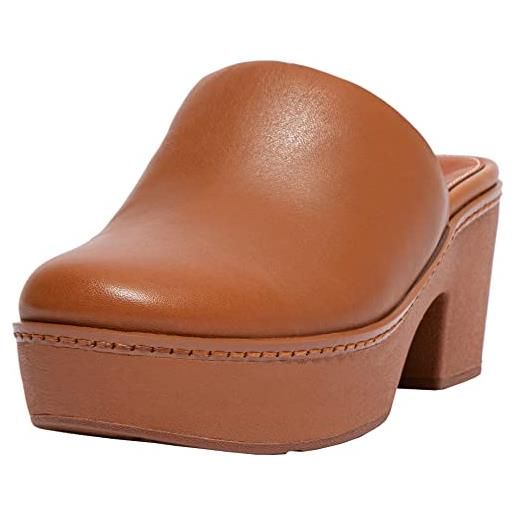 Fitflop pilar leather platform mules, ciabatte donna, light tan, 42 eu