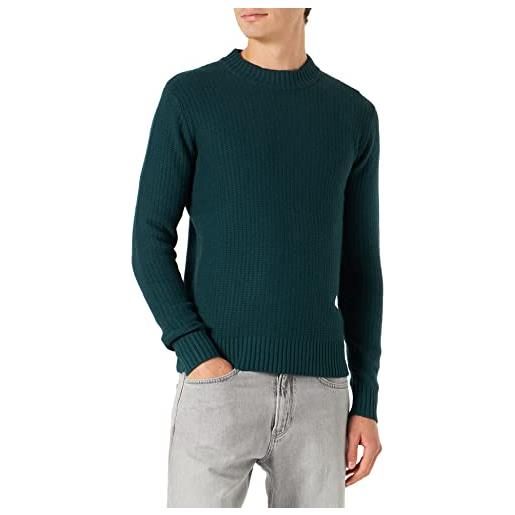 TOM TAILOR maglione lavorato a maglia con lana, uomo, verde (deep green lake 10834), xxl