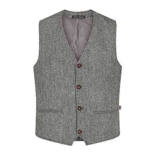 Onsoyours Gilet da Abito da Uomo Elegante Scozzese Tweed Slim Panciotto Casual Smanicato Risvolto Dentellato per Groomsmen da Sposa A Blu XS