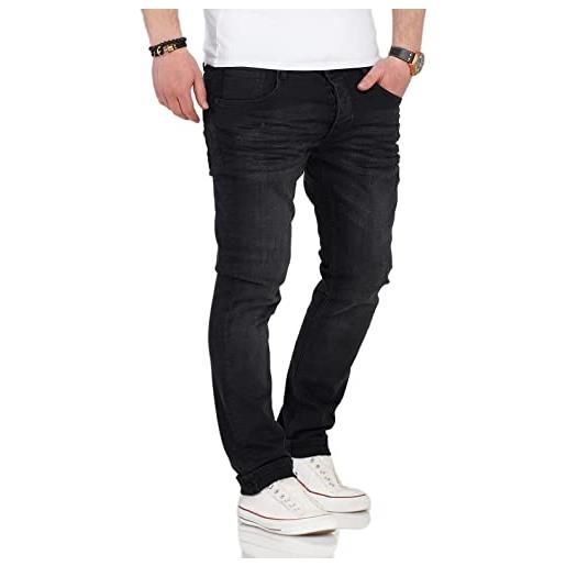 Soul Star soulstar jeans da uomo stretch destroyed in look usato, nero , 36w x 34l
