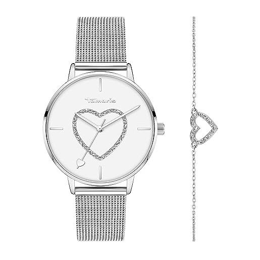 Tamaris orologio analogico al quarzo da donna con cinturino in acciaio inox ts-0033-mqb, argento