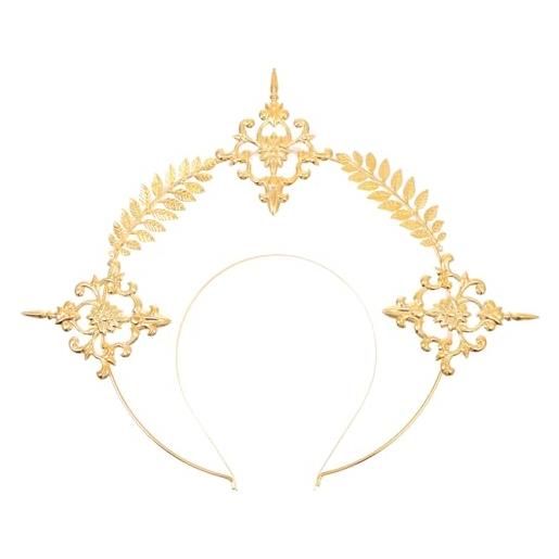 Lurrose - fascia per capelli con corona, con corona, diadema da diadema per matrimonio, costume di halloween, copricapo per cosplay e feste