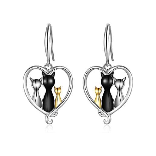 YAFEINI orecchino a forma di gatto per le donne in argento sterling 925 gioielli gatto regali di natale per le donne