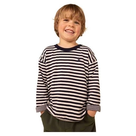 Petit Bateau a080y, maglietta a maniche lunghe bambini e ragazzi, blu smoking/bianco avalanche, 8 anni