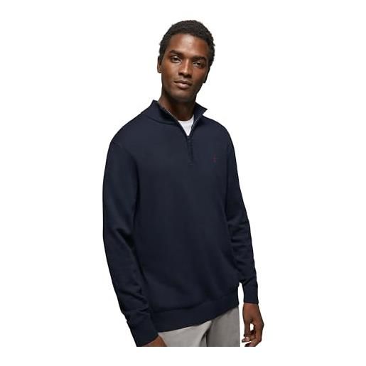 Polo Club maglione nero uomo con mezza cerniera - logo ricamato - maglioni 100% cotone