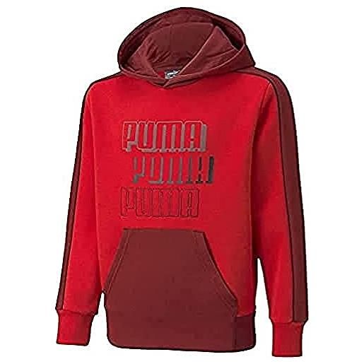 PUMA alpha hoodie fl b felpa, rosso (high risk red), 8 anni bambino
