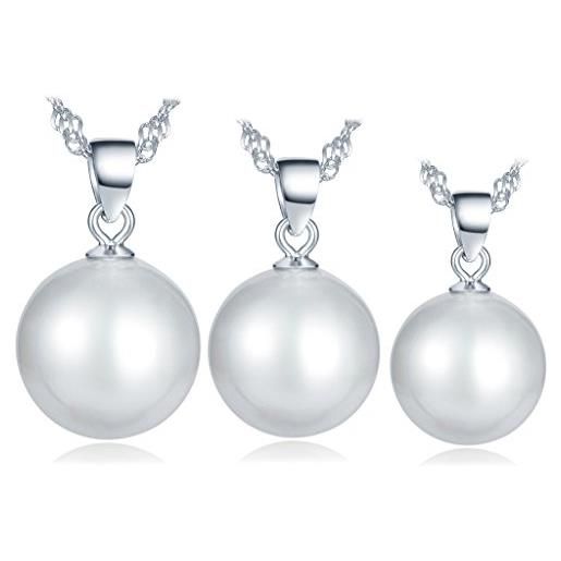 Infinite U - collana in argento sterling 925, forma classica, con ciondolo in perla, 3 pezzi, diverse misure, argento sterling (3), colore: silver, cod. B01421-3-necklace
