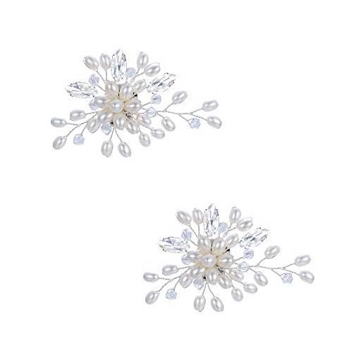 EVER FAITH accessori per scarpe moda perla simulata cristallo 2 pezzi fiore clip di scarpe decorazione per matrimonio festa