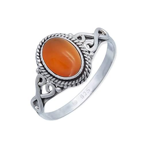 mantraroma anello argento 925 con pietre preziose corniola pietra rosso aranciato argento sterling da donna in vero argento (mrg-042-16-(60))