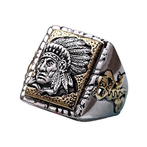 ForFox anello capo indiano in argento sterling 925 etnico per uomo donna regolabile