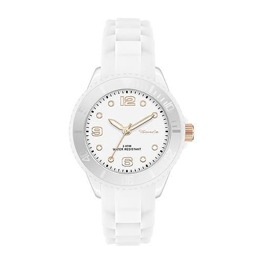 Tamaris orologio analogico al quarzo da donna con cinturino in silicone tt-0128-pq, bianco