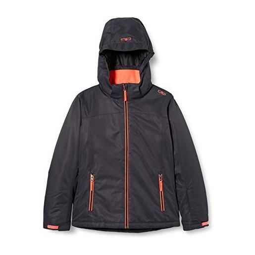 CMP giacca da sci con cappuccio staccabile, bambina, antracite-red fluo, 128