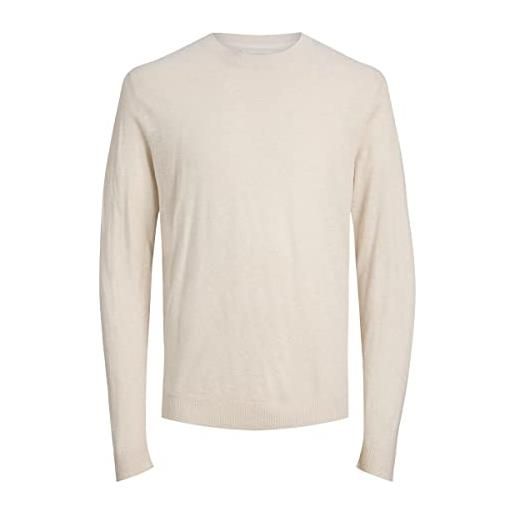 JACK & JONES jprigor linen-maglia girocollo maglione lavorato, capers/dettaglio: mélange, l uomo