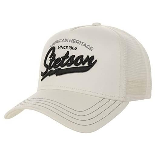 Stetson cappellino american heritage kids bambini/donna/uomo - da bambino berretto baseball trucker cap snapback, con visiera, visiera primavera/estate - taglia unica bianco crema