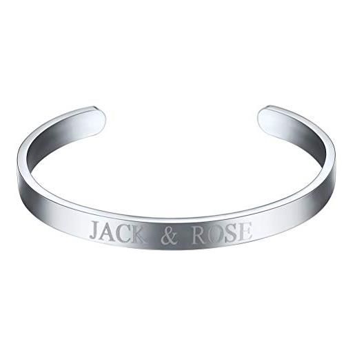 PROSTEEL bracciale personalizzato uomo donna braccialetto aperto regolabile personalizzabile nome per coppia, acciaio inox, confezione regalo compleanno, argento - piccolo