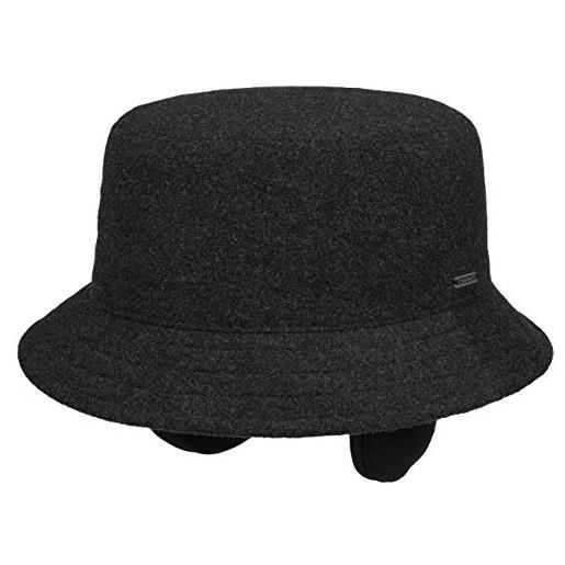 Stetson cappello con paraorecchie midval bucket donna/uomo - da donna uomo di tessuto fodera, fascia in pelle autunno/inverno - m (56-57 cm) nero
