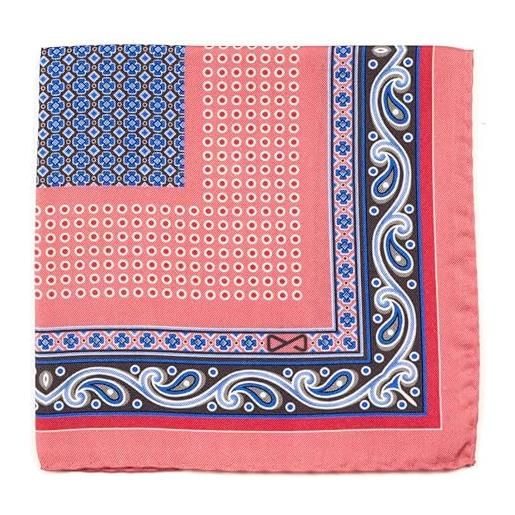 Illogico fazzoletto da taschino in seta rosa con fantasia geometrica