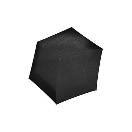 Reisenthel umbrella pocket mini - ombrello tascabile antivento piatto, leggero e resistente, apertura manuale, realizzato con bottiglie in pet riciclate, nero signature hot print
