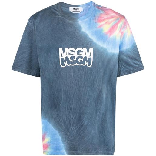 MSGM t-shirt con fantasia tie-dye - blu