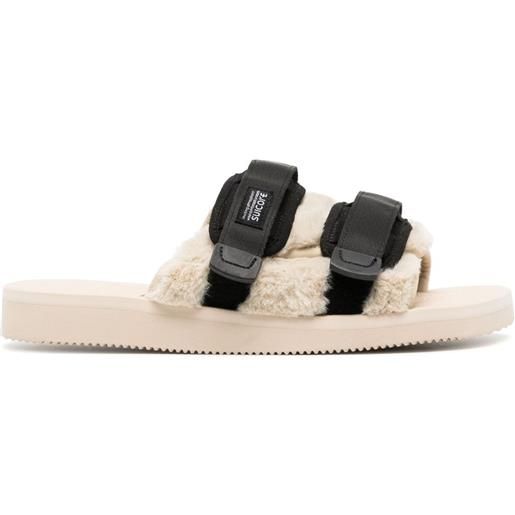 Suicoke sandali slides moto con applicazione - marrone