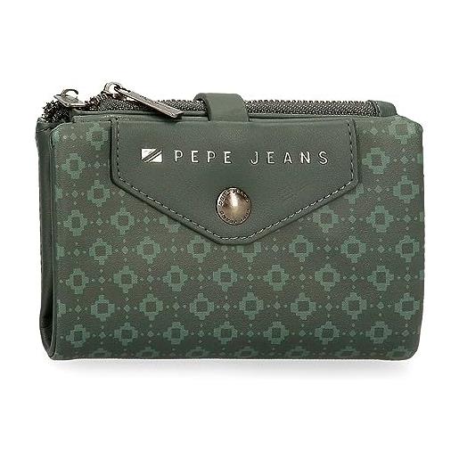 Pepe Jeans bethany portafoglio con porta carte di credito verde 14,5x9x2 cm pelle sintetica, verde, taglia unica, portafoglio con porta carte di credito
