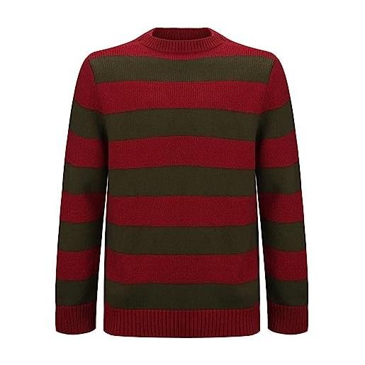 NUWIND freddy krueger maglione a righe maglione lavorato a maglia nightmare on elm street costume cosplay per adulti (xxl-3xl, rosso e verde)