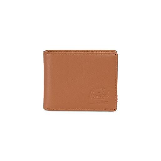 Herschel hank coin leather rfid wallet portafoglio pieghevole per accessori da viaggio, pelle di ghiaia marrone chiaro, taglia unica unisex-adulto