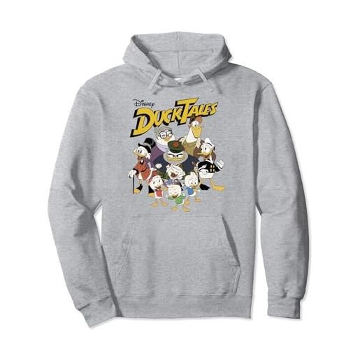 Disney duck. Tales group shot logo felpa con cappuccio