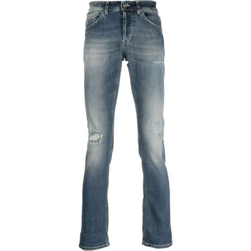 DONDUP jeans con effetto schiarito crop - blu