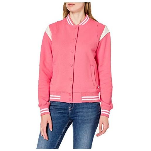 Urban Classics giacca felpa college da donna, rosa (palepink/sabbia bianca), m