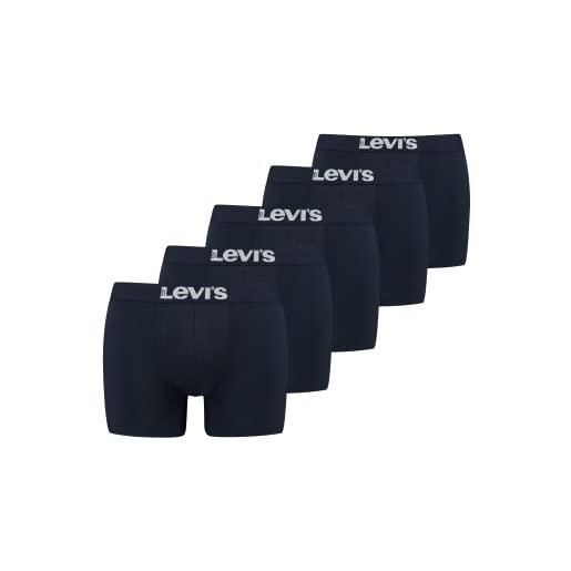 Levi's levis solid basic boxer da uomo, confezione da 5 pezzi, s, m, l, xl, xxl, nero, blu, blu navy (002), l