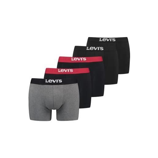 Levi's levis solid basic boxer da uomo, confezione da 5 pezzi, s, m, l, xl, xxl, nero, blu, nero (1), xl