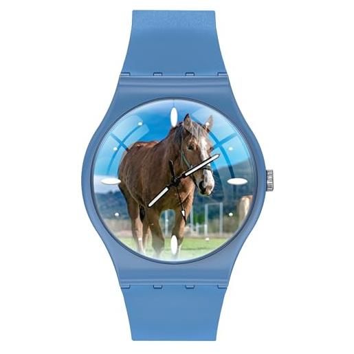 EREMITI JEWELS orologio personalizzato ultra leggero da polso - soft gum - stampa alta definizione con marcatempo in rilievo 3d effect (azzurro)