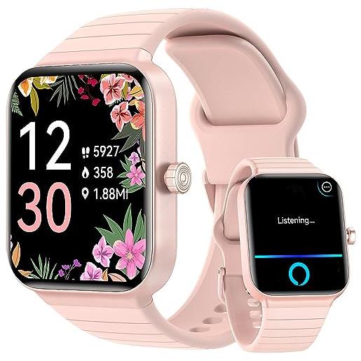 Voigoo smartwatch donna, 1,8'' schermo orologio smartwatch donna con alexa integrato, orologio fitness donna con cardiofrequenzimetro da polso, spo2 sonno, impermeabile ip68 per android ios rosa
