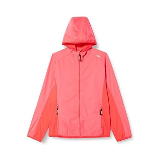 CMP - giacca in light softshell da bambini con cappuccio fisso, corallo, 164