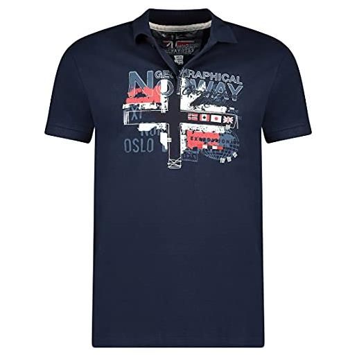 Geographical Norway ketchup men - polo shirt uomo stampato - cotton button down maniche corte uomo - casual shirt tops regular fit style classic grigio misto m