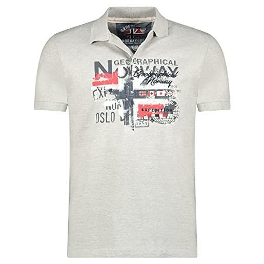 Geographical Norway ketchup men - polo shirt uomo stampato - cotton button down maniche corte uomo - casual shirt tops regular fit style classic bianco 3xl