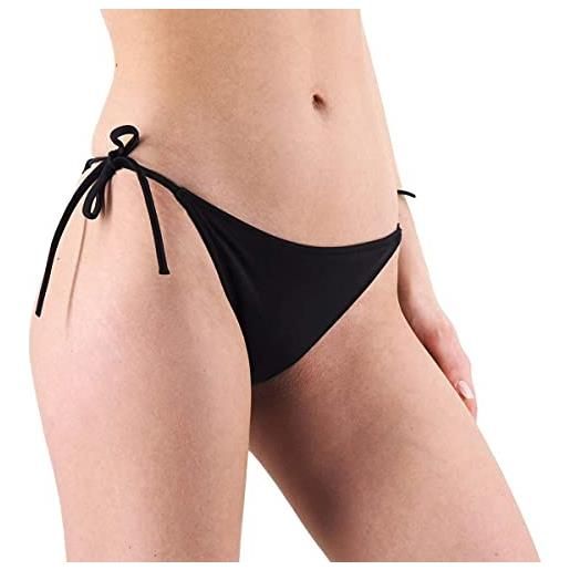 Calvin Klein cheeky string side tie slip bikini, pvh black, (taglia produttore: medium) donna
