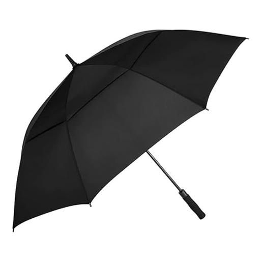 AREPAS business mens grande ombrello da golf regali accessori antivento forte protezione uv maniglia dritto per sole o pioggia, nero