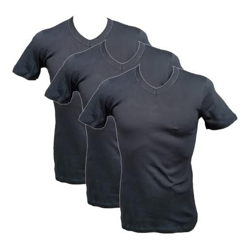 Armata di mare maglietta intima uomo 3 pezzi caldo cotone corta scollo v t-shirt invernale gt913 taglia 7° nero